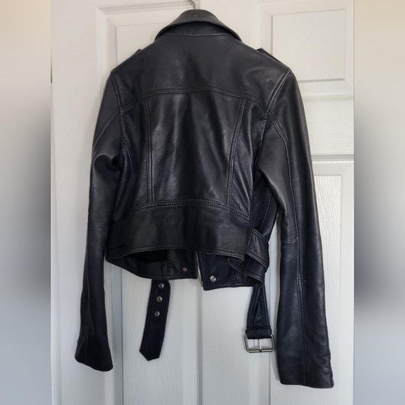 LTH JKT leather cropped jacket in navy blue - Picture 2 of 5